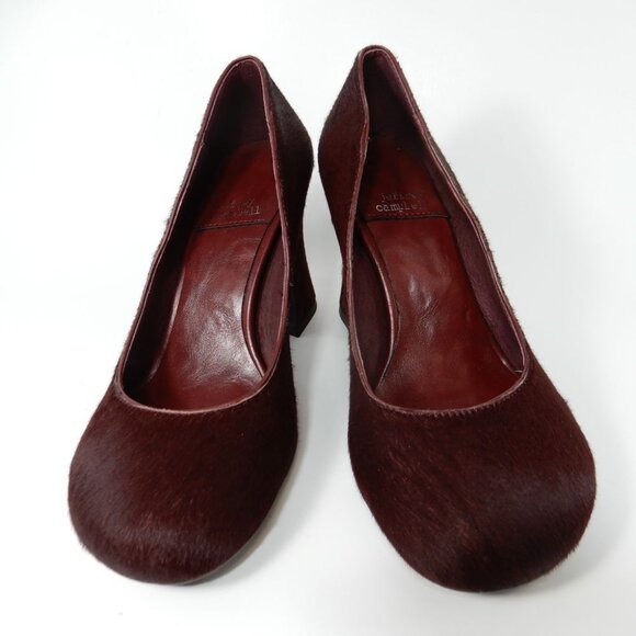 Jeffrey Campbell Buxom Pumps Heels Size 5.5 Genuine Calf Hair Wine Burgundy NEW - Picture 2 of 12